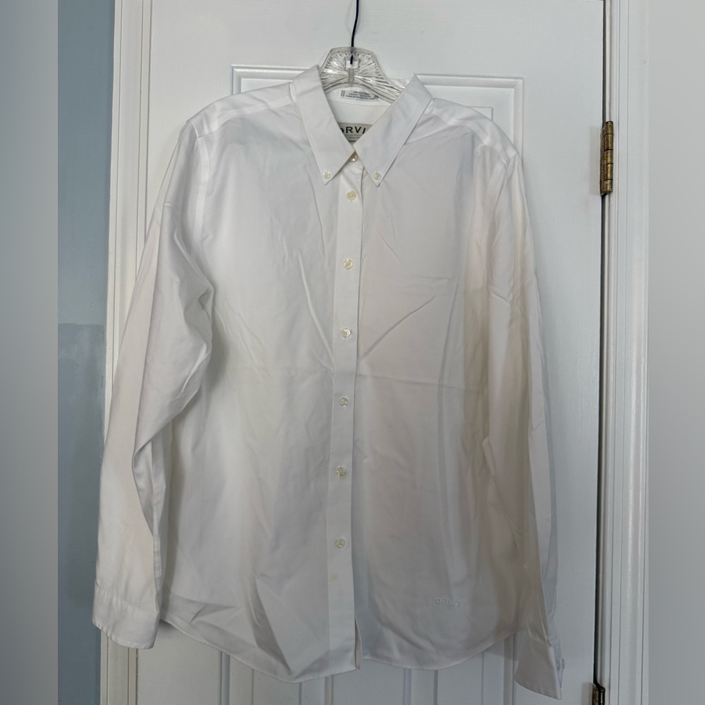 Orvis White Button Down Shirt Men’s Size 20 XL Wrinkle Free Cotton Dress Shirt